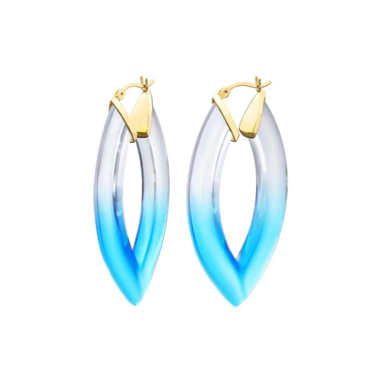 Painted Marquise Lucite Hoop Earrings