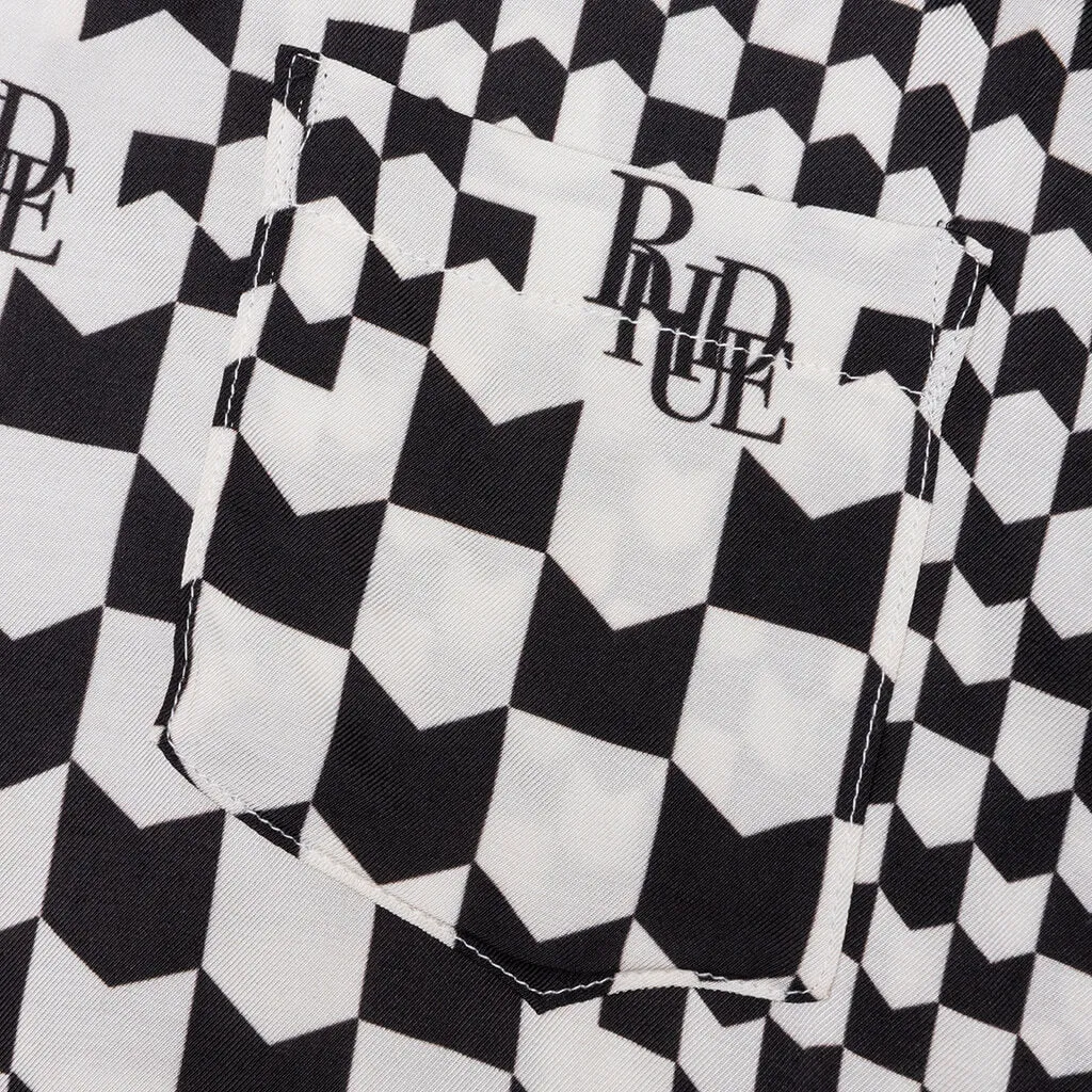 Rayon Checker Button Up - Black/Cream