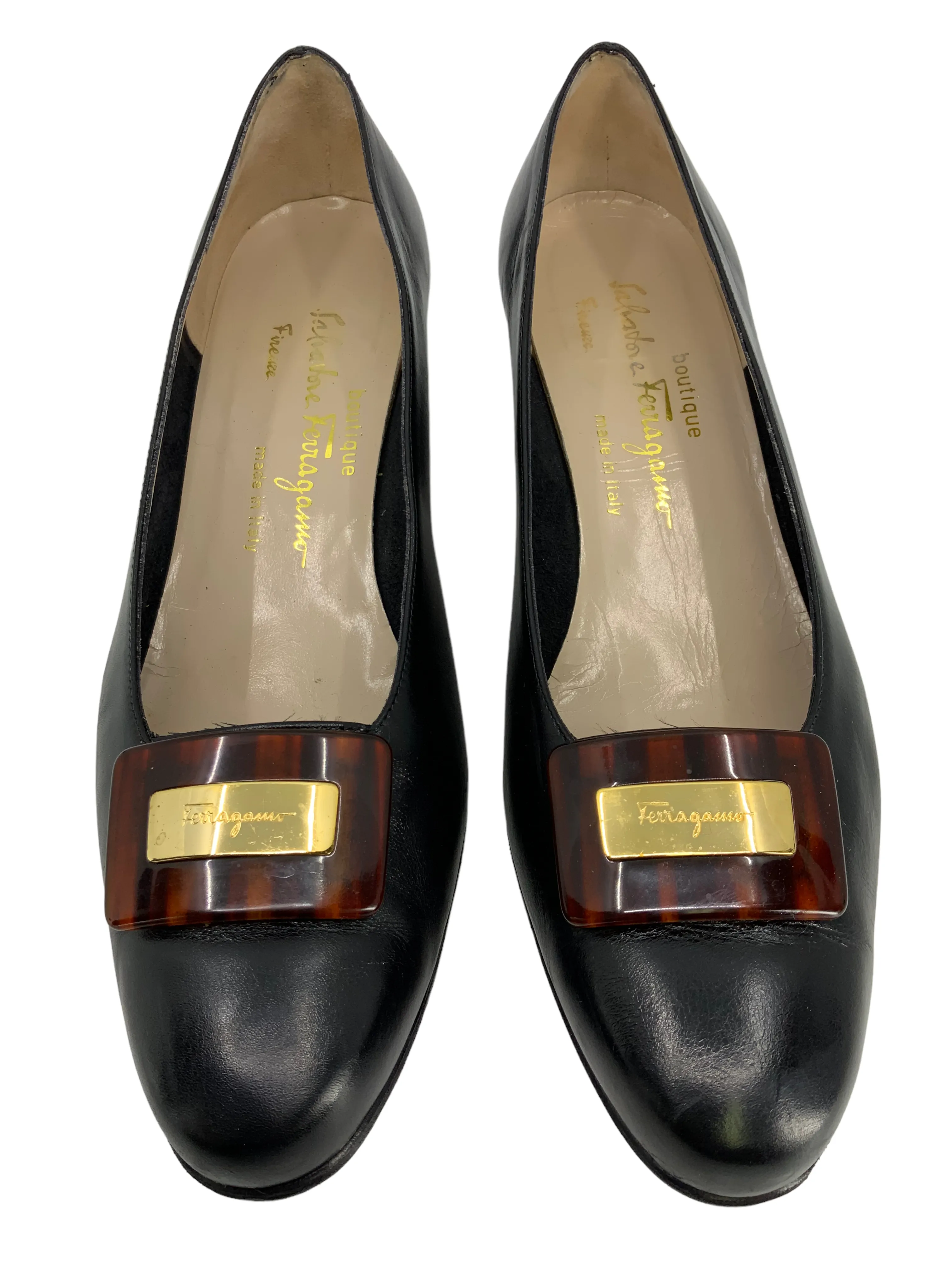 Salvatore Ferragamo Leather Logo Pumps Size 7