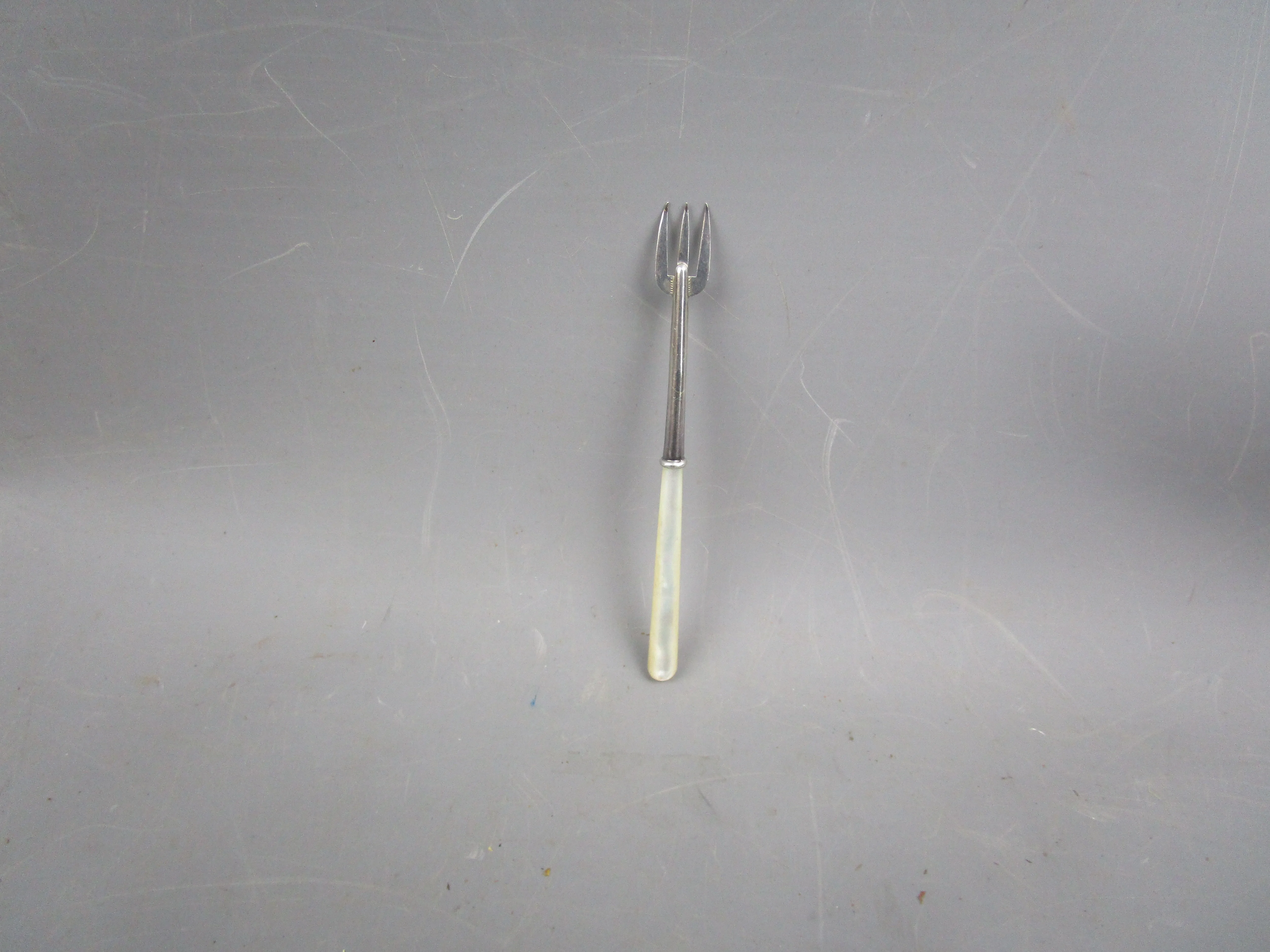 Sterling Silver and Mother Of Pearl Pickle Fork Vintage Mid Century Birmingham 1946