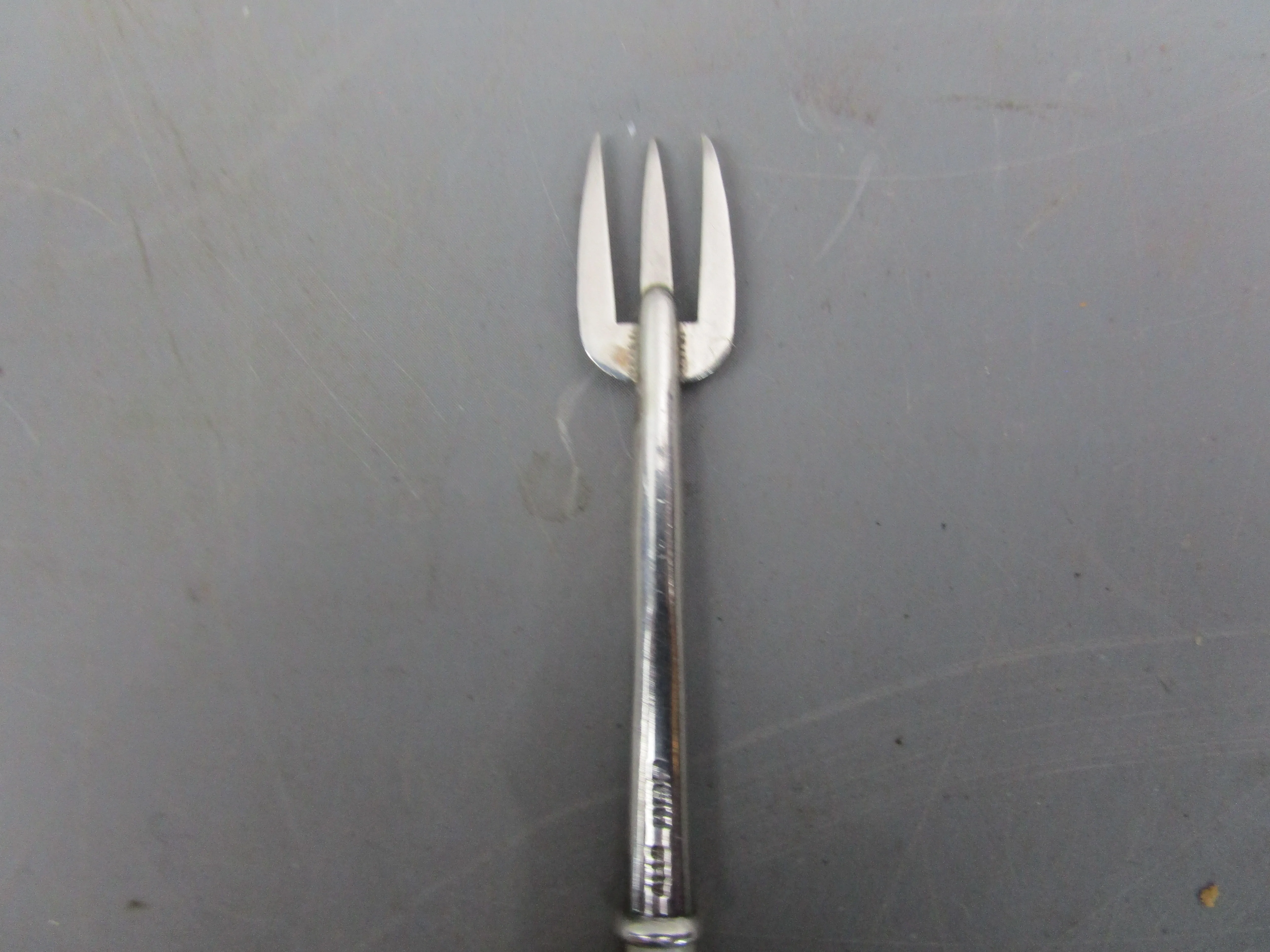 Sterling Silver and Mother Of Pearl Pickle Fork Vintage Mid Century Birmingham 1946