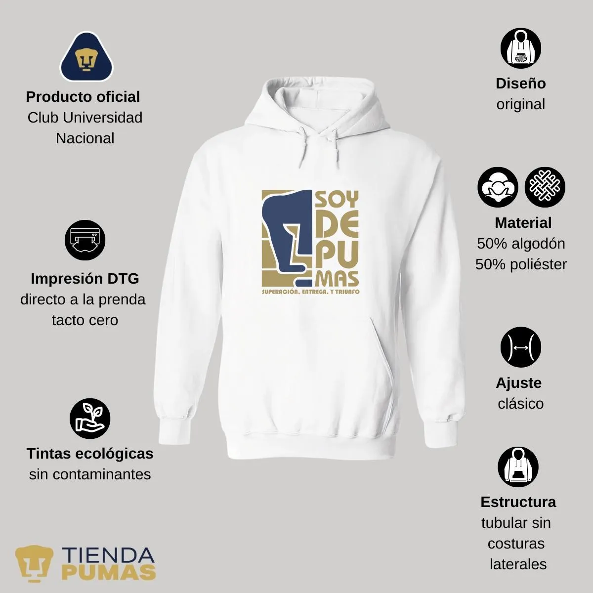 Sudadera Mujer Hoodie  Pumas UNAM Soy de Pumas