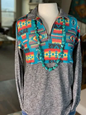 The Cochise Tribal Detail Half Zip Top