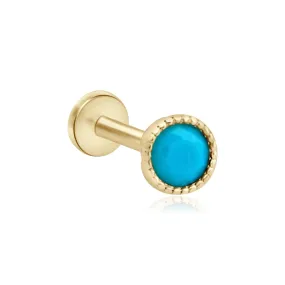 Turquoise Milgrain Flat Back Stud