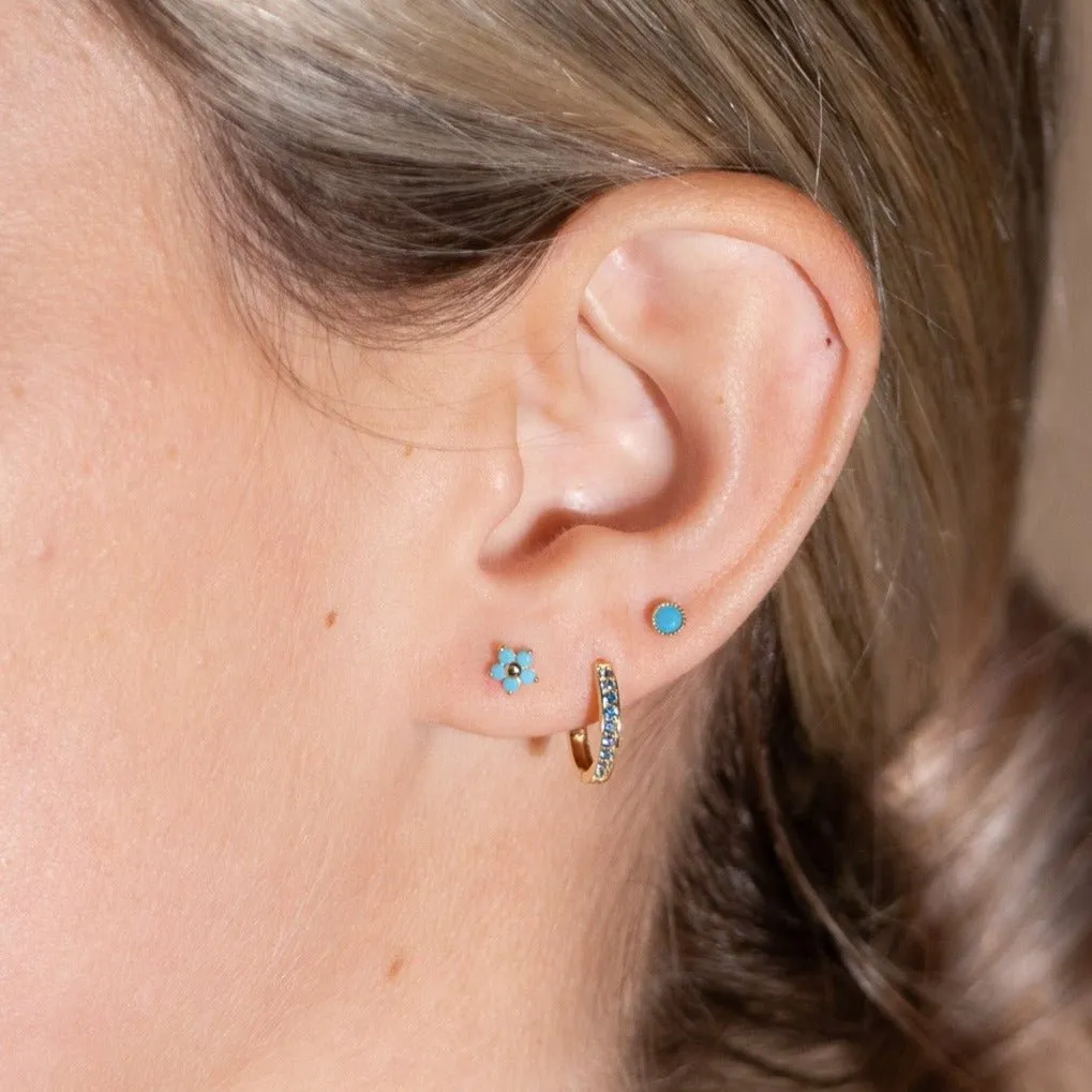 Turquoise Milgrain Flat Back Stud