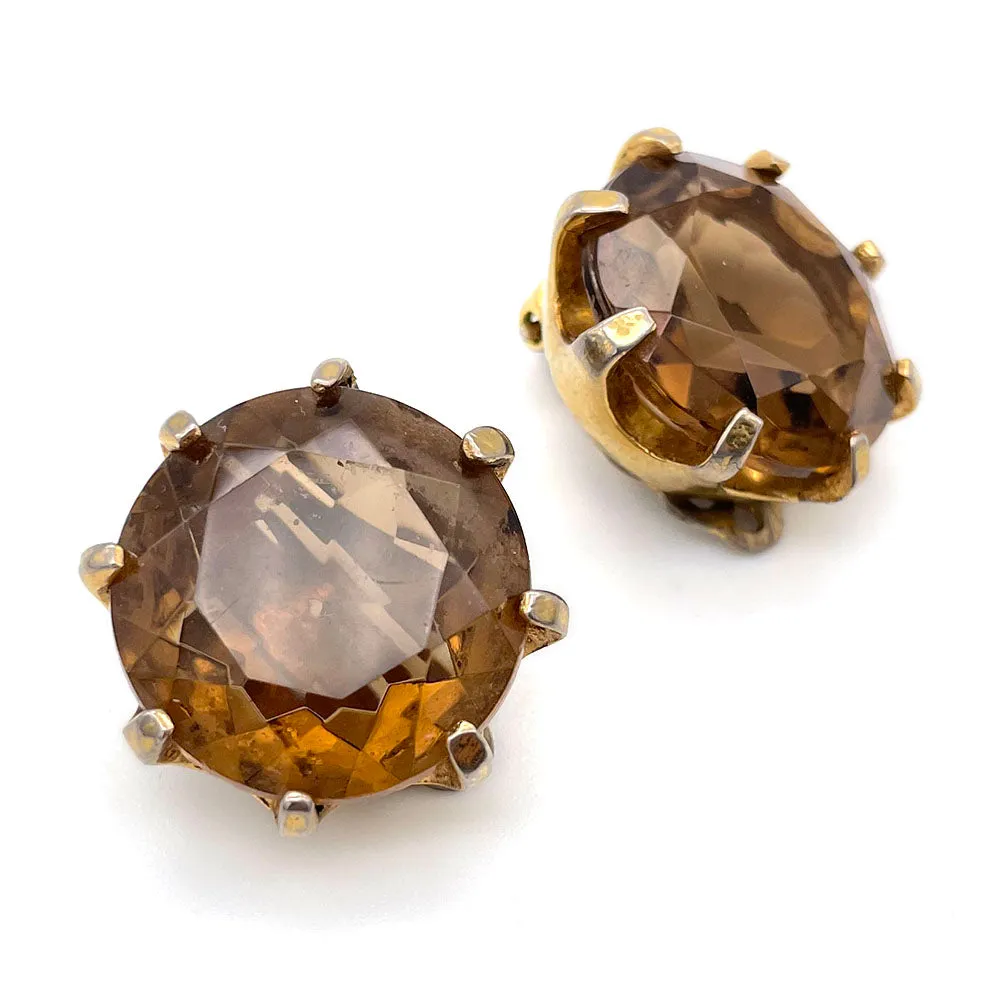 【USA輸入】ヴィンテージ BELLINI ブラウン ビジュー イヤリング/Vintage BELLINI Brown Bijou Clip On Earrings