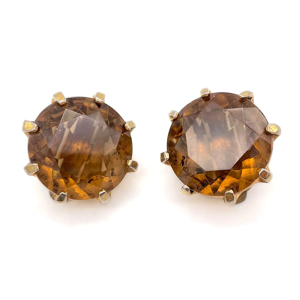 【USA輸入】ヴィンテージ BELLINI ブラウン ビジュー イヤリング/Vintage BELLINI Brown Bijou Clip On Earrings