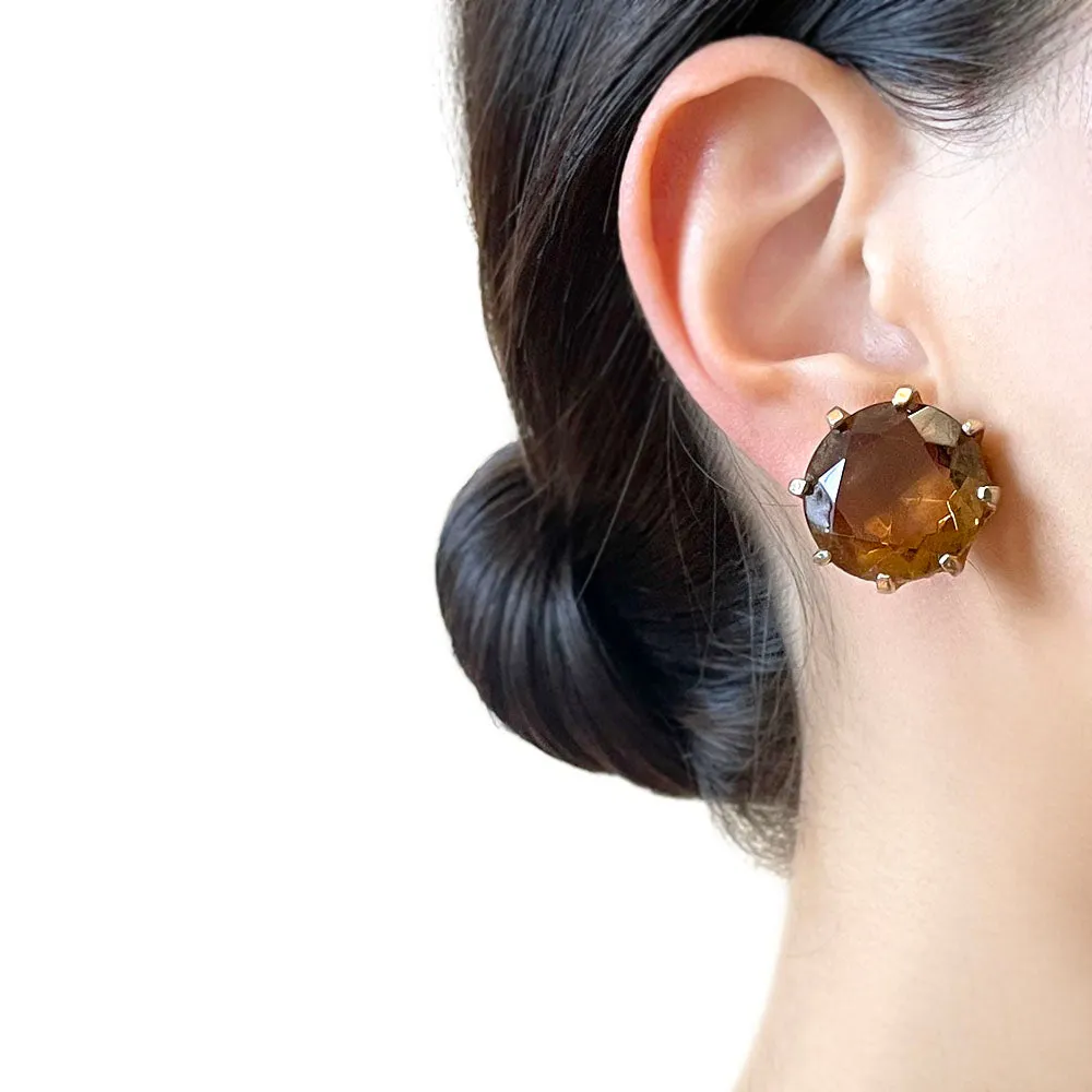 【USA輸入】ヴィンテージ BELLINI ブラウン ビジュー イヤリング/Vintage BELLINI Brown Bijou Clip On Earrings