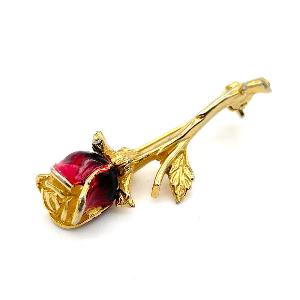 【USA輸入】ヴィンテージ LANCER II エナメル ローズ ブローチ/Vintage LANCER II Enamel Rose Brooch