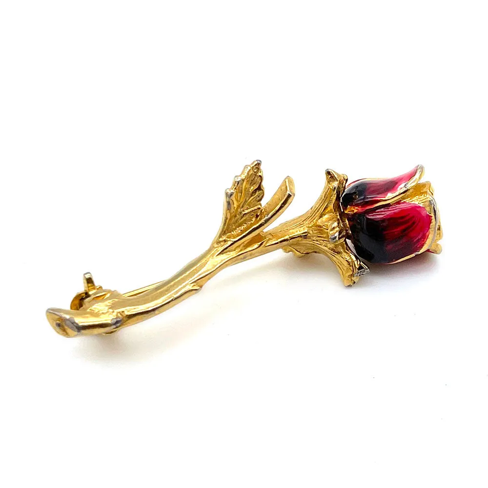 【USA輸入】ヴィンテージ LANCER II エナメル ローズ ブローチ/Vintage LANCER II Enamel Rose Brooch