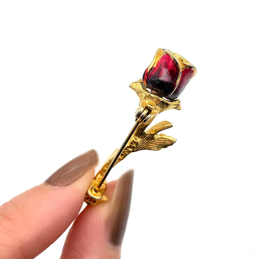 【USA輸入】ヴィンテージ LANCER II エナメル ローズ ブローチ/Vintage LANCER II Enamel Rose Brooch