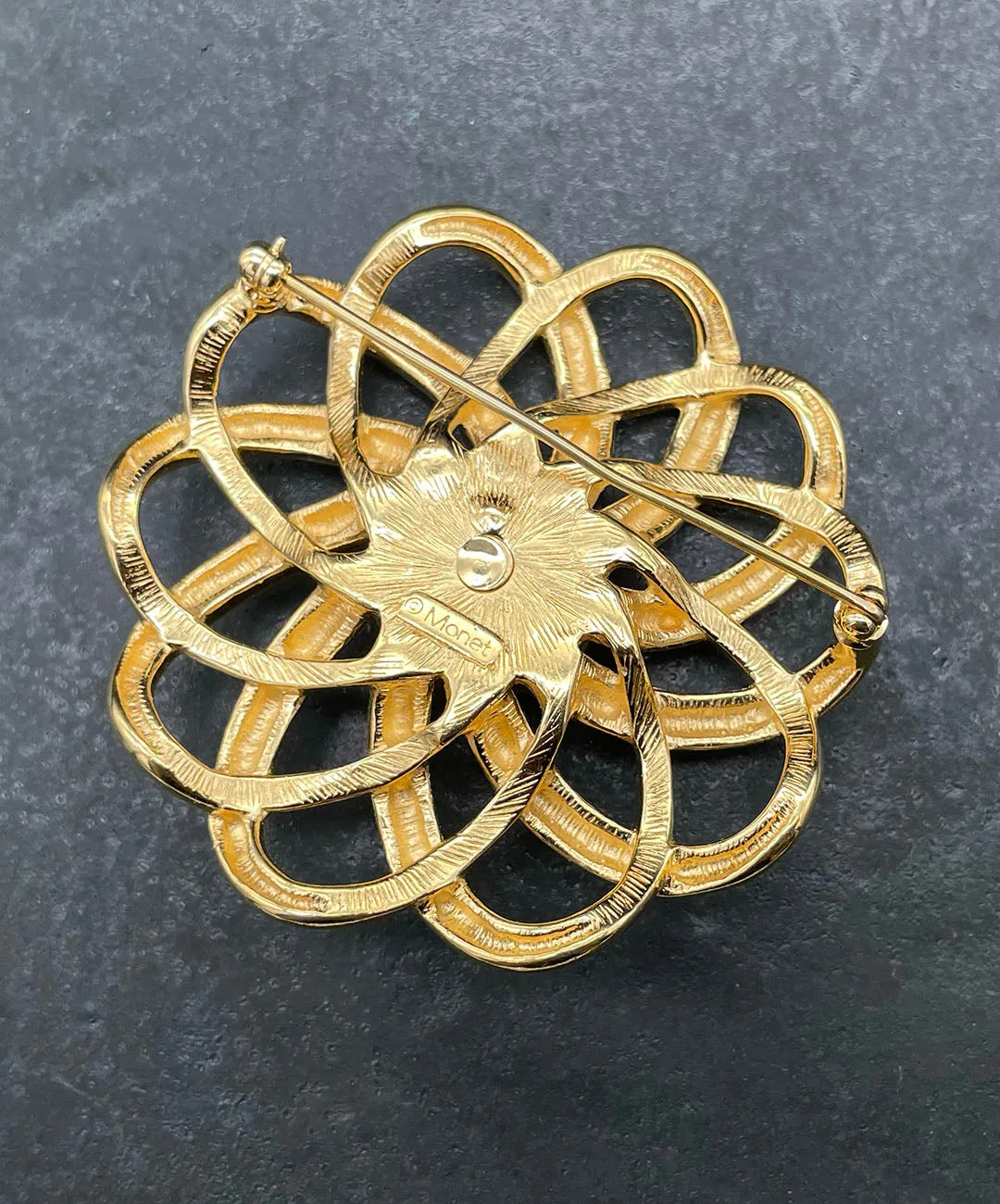 【USA輸入】ヴィンテージ MONET オープンワーク パール ブローチ/Vintage MONET Openwork Pearl Brooch