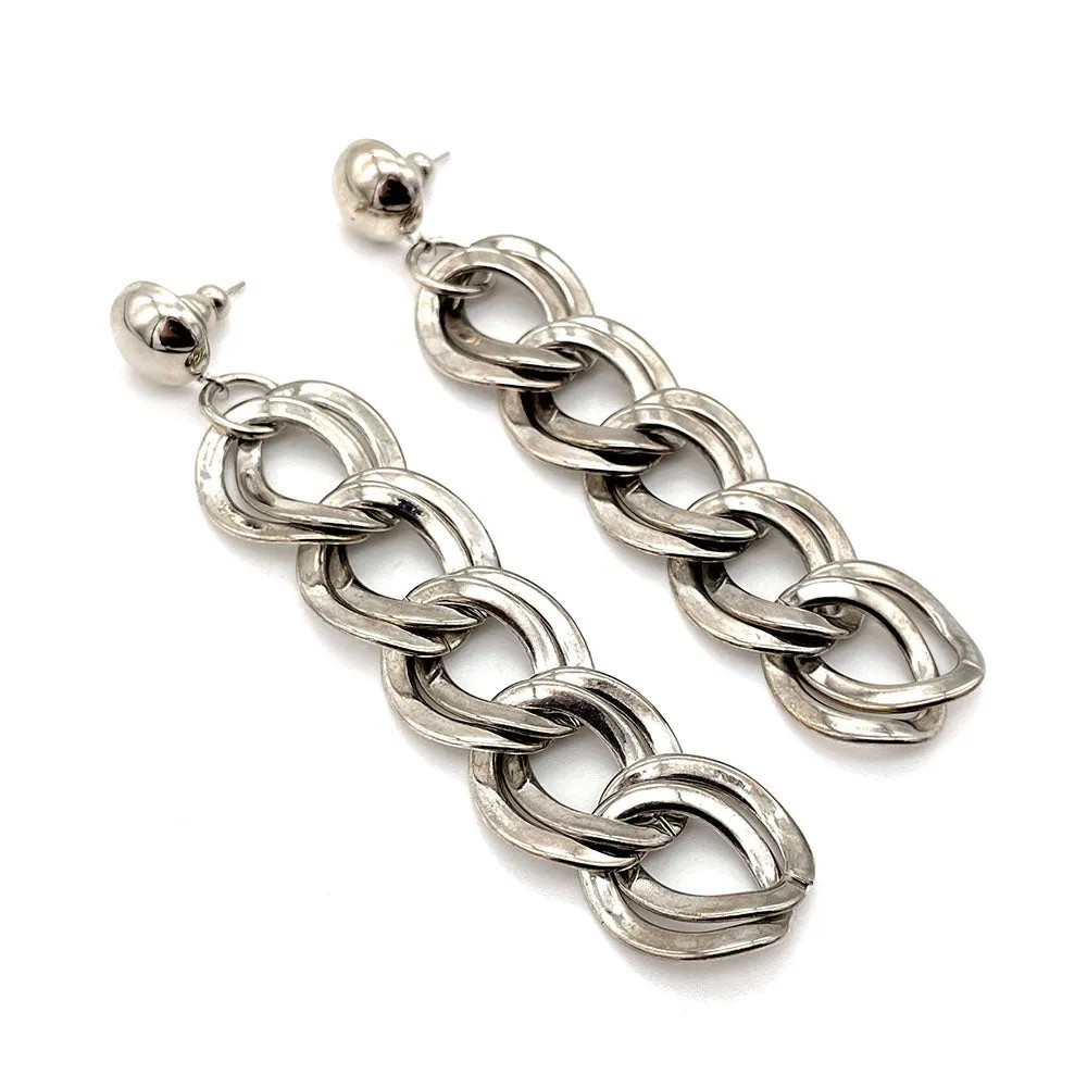 【USA輸入】ヴィンテージ シルバー チェーン リンク ピアス/Vintage Silver Chain Link Post Earrings