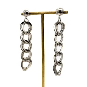 【USA輸入】ヴィンテージ シルバー チェーン リンク ピアス/Vintage Silver Chain Link Post Earrings