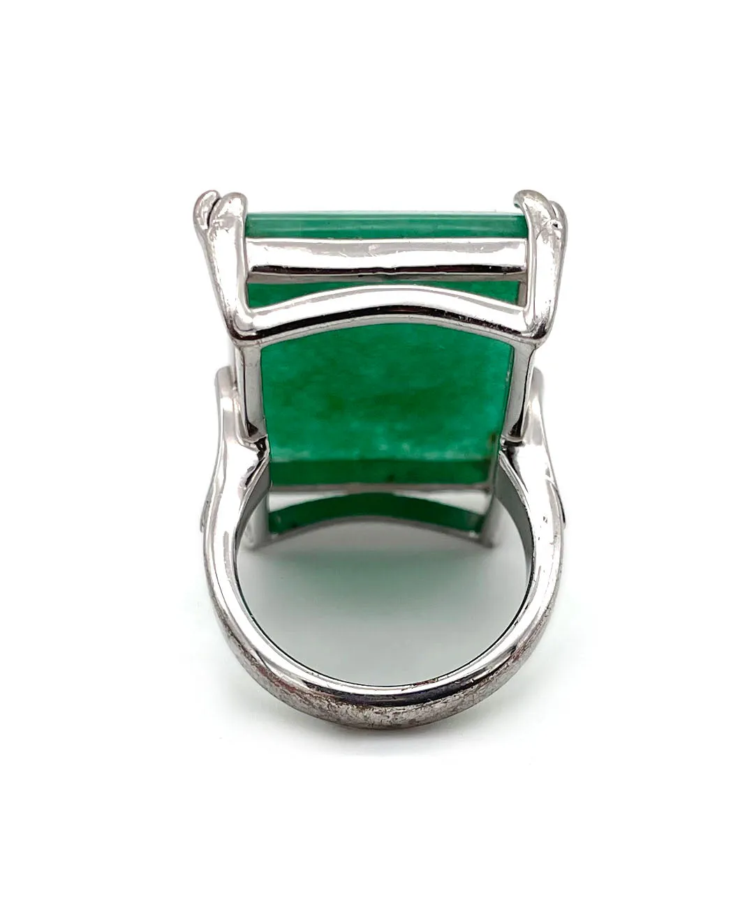 【USA輸入】ヴィンテージ ジェイドグリーン レクタングル リング/Vintage Jade Green Rectangle Ring