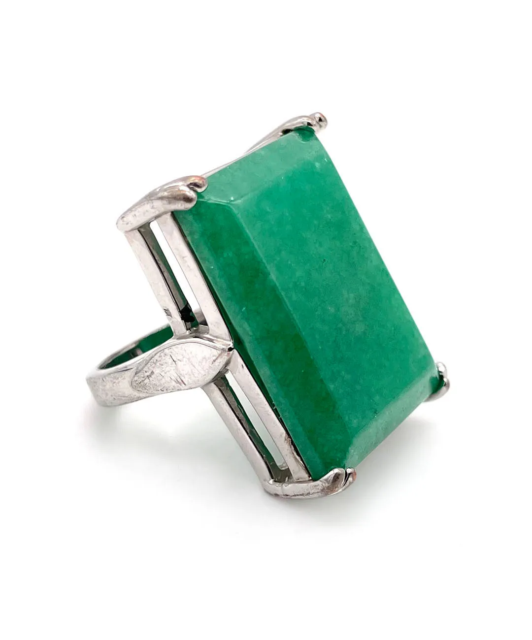 【USA輸入】ヴィンテージ ジェイドグリーン レクタングル リング/Vintage Jade Green Rectangle Ring