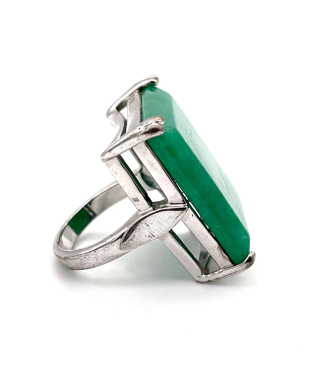 【USA輸入】ヴィンテージ ジェイドグリーン レクタングル リング/Vintage Jade Green Rectangle Ring