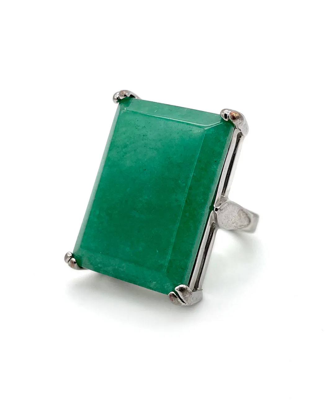 【USA輸入】ヴィンテージ ジェイドグリーン レクタングル リング/Vintage Jade Green Rectangle Ring