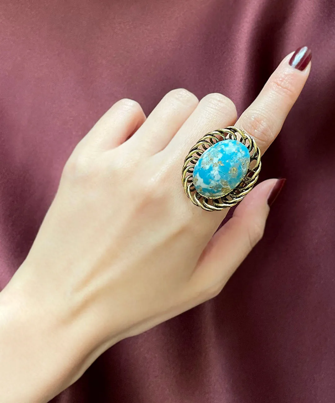 【USA輸入】ヴィンテージ ターコイズ マーブル リング/Vintage Turquoise Marble Ring