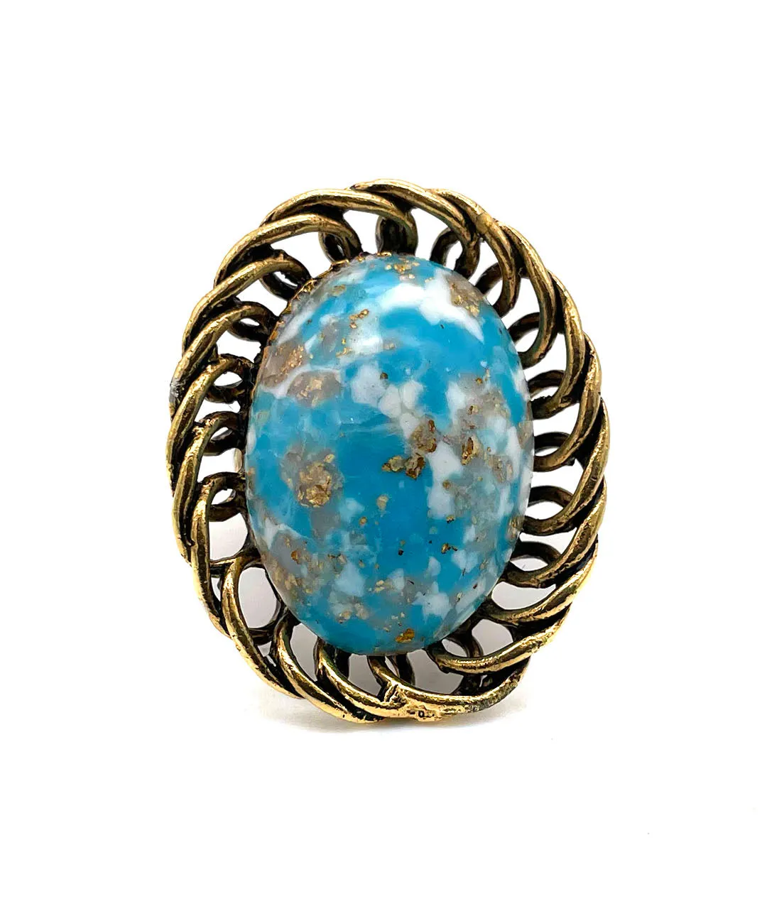 【USA輸入】ヴィンテージ ターコイズ マーブル リング/Vintage Turquoise Marble Ring