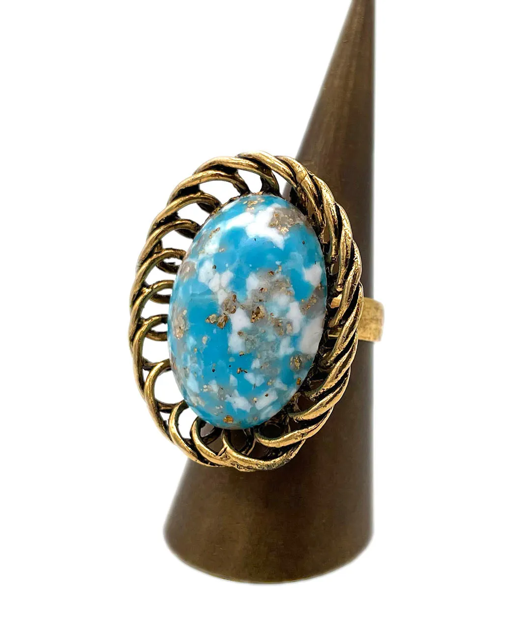 【USA輸入】ヴィンテージ ターコイズ マーブル リング/Vintage Turquoise Marble Ring