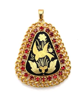 【USA輸入】ヴィンテージ ダマシン レッド ビジュー ペンダント/Vintage Damascene Red Bijou Pendant