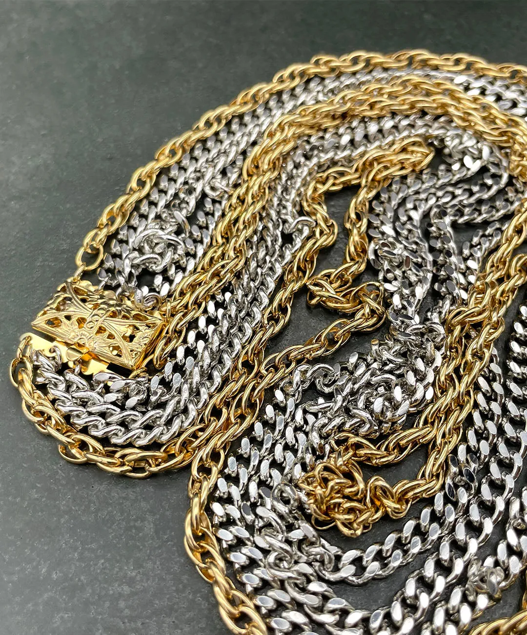 【USA輸入】ヴィンテージ マルチ ミックスチェーン ネックレス/Vintage Multi Mixed Chain Necklace