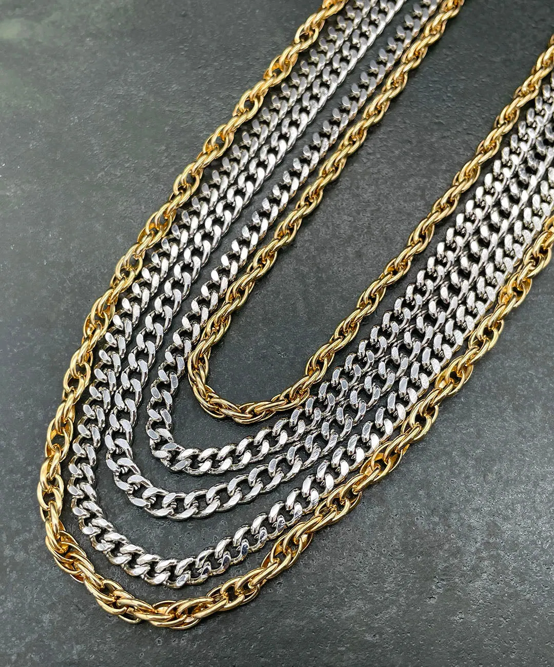 【USA輸入】ヴィンテージ マルチ ミックスチェーン ネックレス/Vintage Multi Mixed Chain Necklace