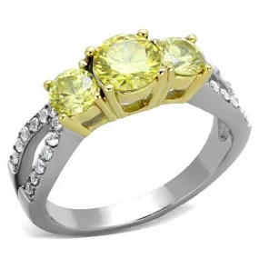 WildKlass Stainless Steel Ring Two-Tone IP Gold Women AAA Grade CZ Topaz