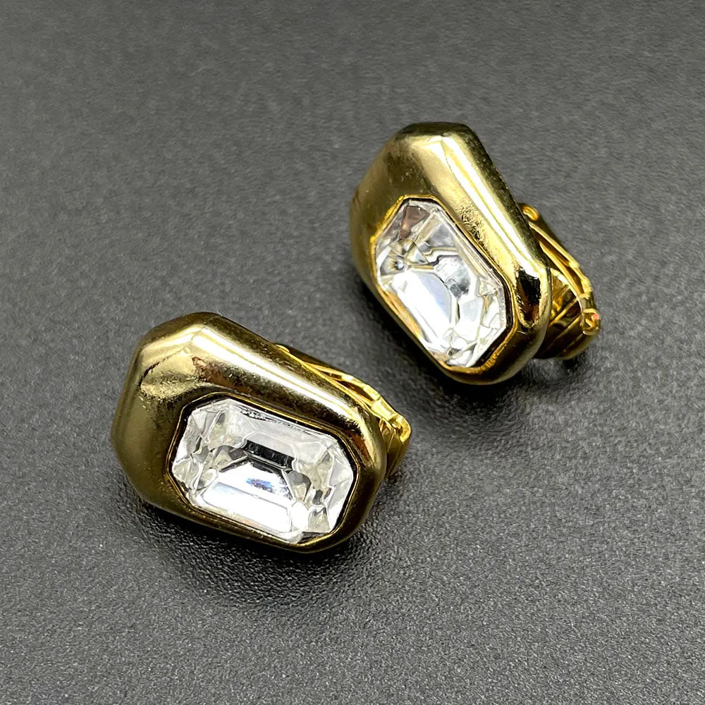 【カナダ輸入】ヴィンテージ KJL クリアビジュー イヤリング/Vintage KJL Clear Bijou Clip On Earrings