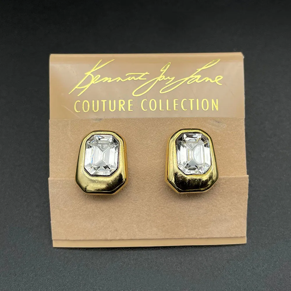 【カナダ輸入】ヴィンテージ KJL クリアビジュー イヤリング/Vintage KJL Clear Bijou Clip On Earrings