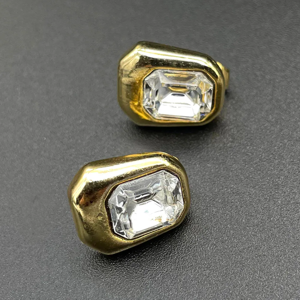 【カナダ輸入】ヴィンテージ KJL クリアビジュー イヤリング/Vintage KJL Clear Bijou Clip On Earrings