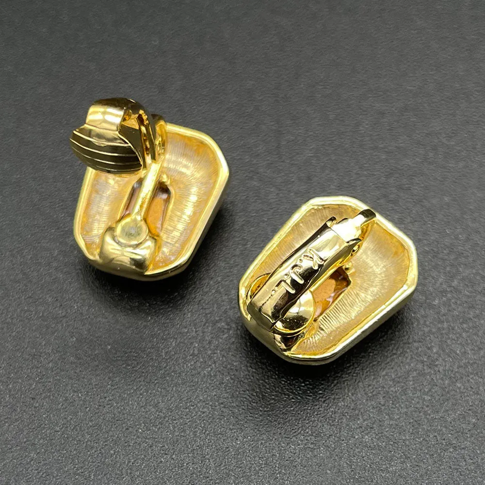 【カナダ輸入】ヴィンテージ KJL クリアビジュー イヤリング/Vintage KJL Clear Bijou Clip On Earrings