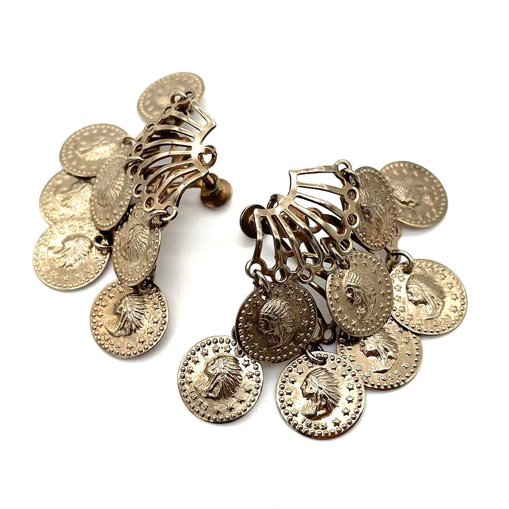 【カナダ輸入】ヴィンテージ コイン スクリュー イヤリング/Vintage Coin Dangle Screw Back Earrings