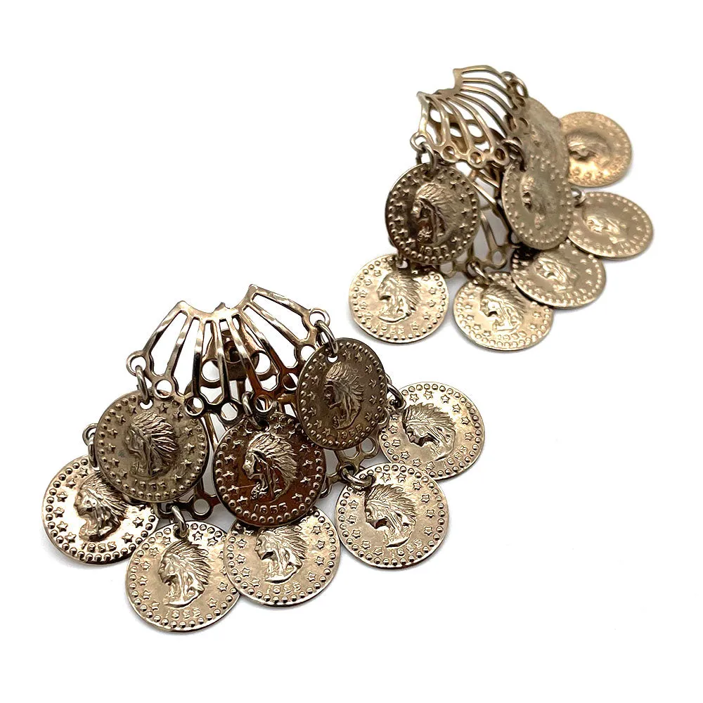 【カナダ輸入】ヴィンテージ コイン スクリュー イヤリング/Vintage Coin Dangle Screw Back Earrings