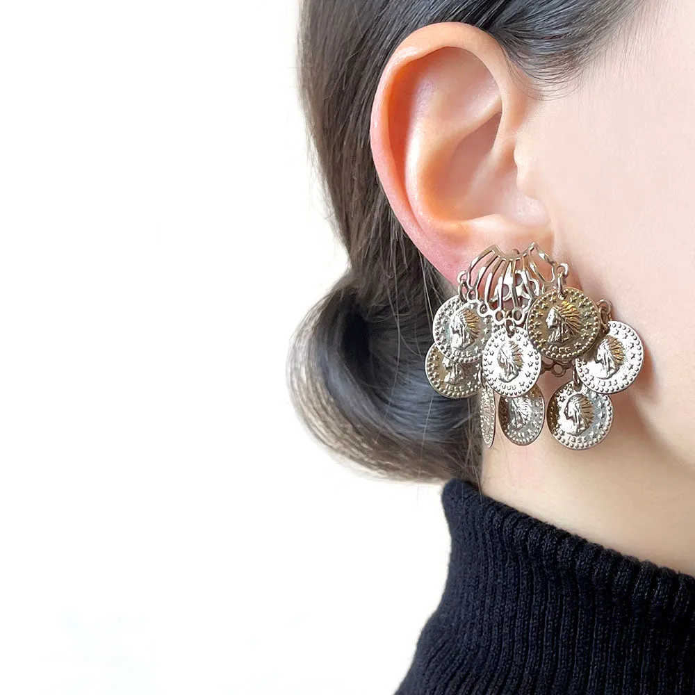 【カナダ輸入】ヴィンテージ コイン スクリュー イヤリング/Vintage Coin Dangle Screw Back Earrings