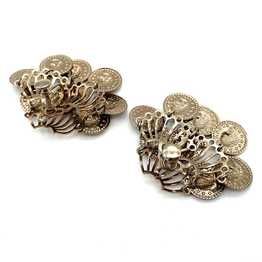 【カナダ輸入】ヴィンテージ コイン スクリュー イヤリング/Vintage Coin Dangle Screw Back Earrings