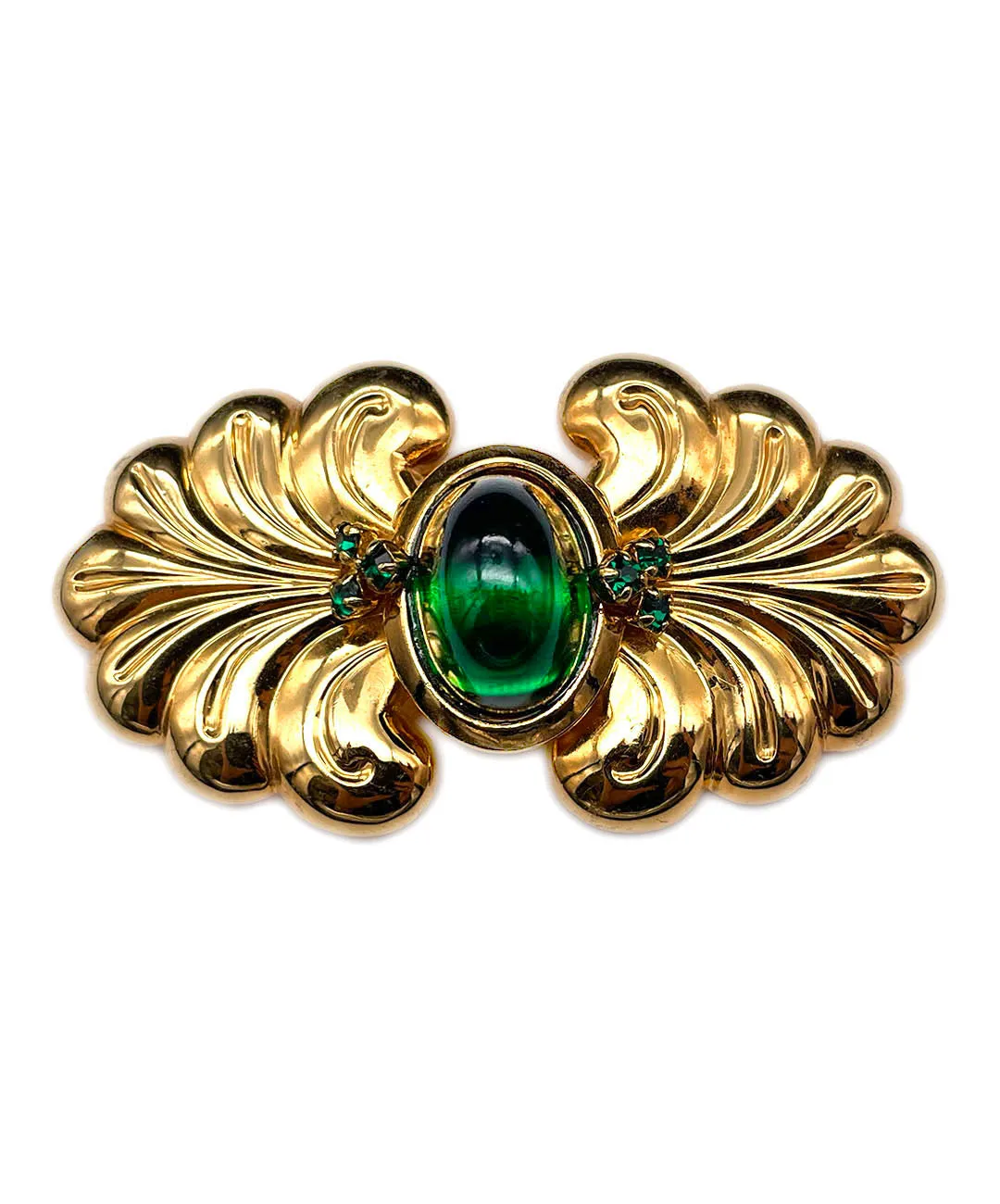 【ドイツ買付】ヴィンテージ SEIBOTH グリーン カボション ビジュー ブローチ/Vintage SEIBOTH Green Cabochon Brooch