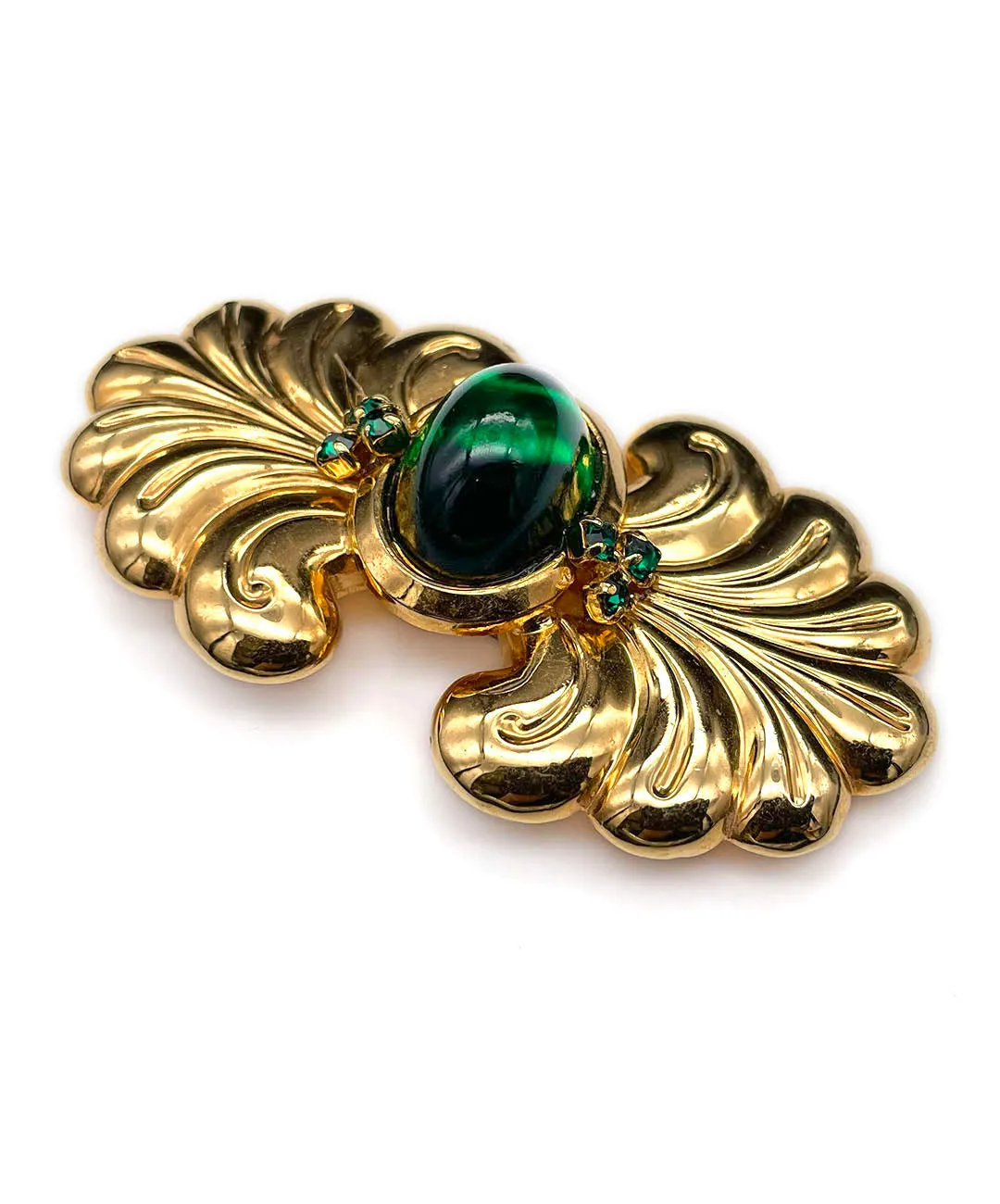 【ドイツ買付】ヴィンテージ SEIBOTH グリーン カボション ビジュー ブローチ/Vintage SEIBOTH Green Cabochon Brooch