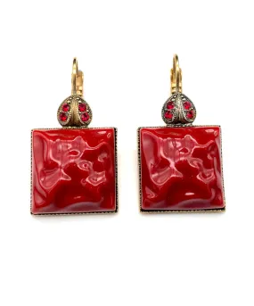 【ドイツ買付】ヴィンテージ SEIBOTH コーラルレッド カボション ピアス/Vintage SEIBOTH Red Cabochon Post Earrings