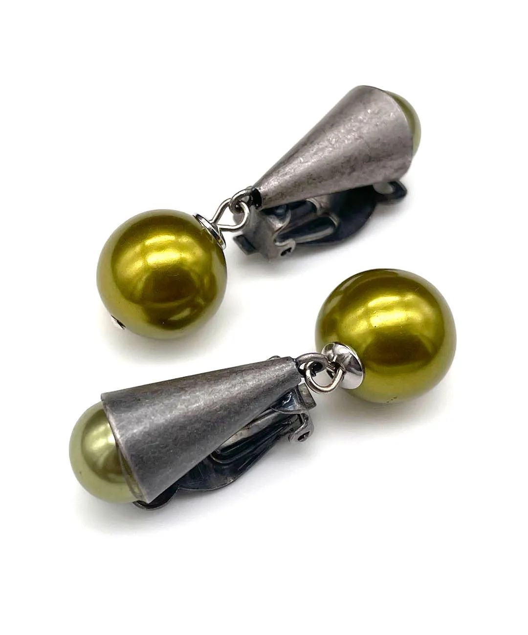 【ドイツ買付】ヴィンテージ SEIBOTH ピスタチオ パール イヤリング/Vintage SEIBOTH Pistachio Pearl Clip On Earrings