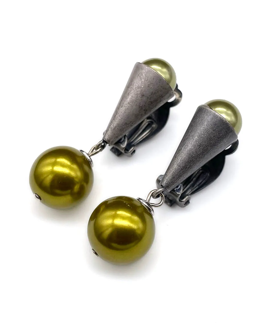 【ドイツ買付】ヴィンテージ SEIBOTH ピスタチオ パール イヤリング/Vintage SEIBOTH Pistachio Pearl Clip On Earrings