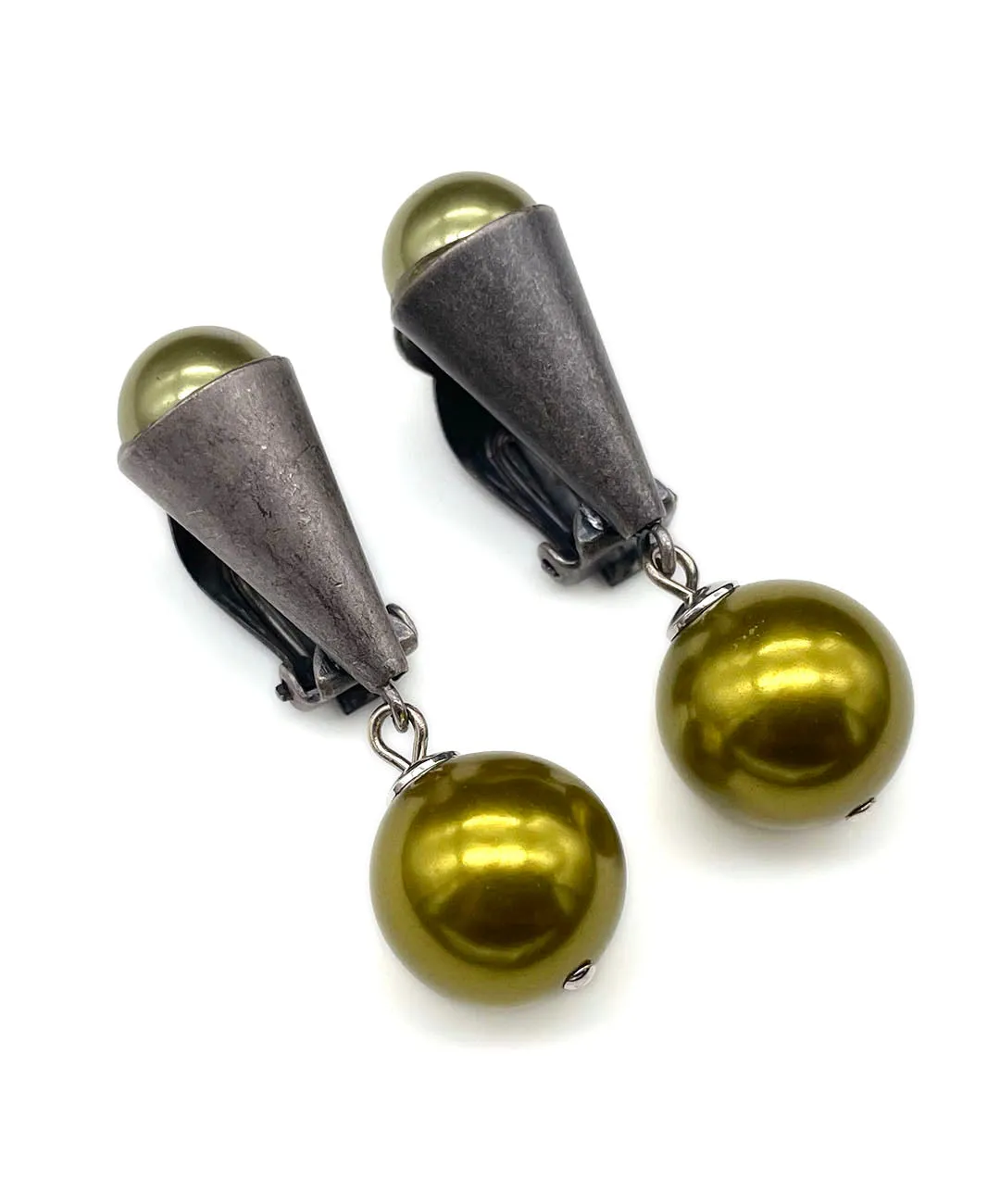 【ドイツ買付】ヴィンテージ SEIBOTH ピスタチオ パール イヤリング/Vintage SEIBOTH Pistachio Pearl Clip On Earrings