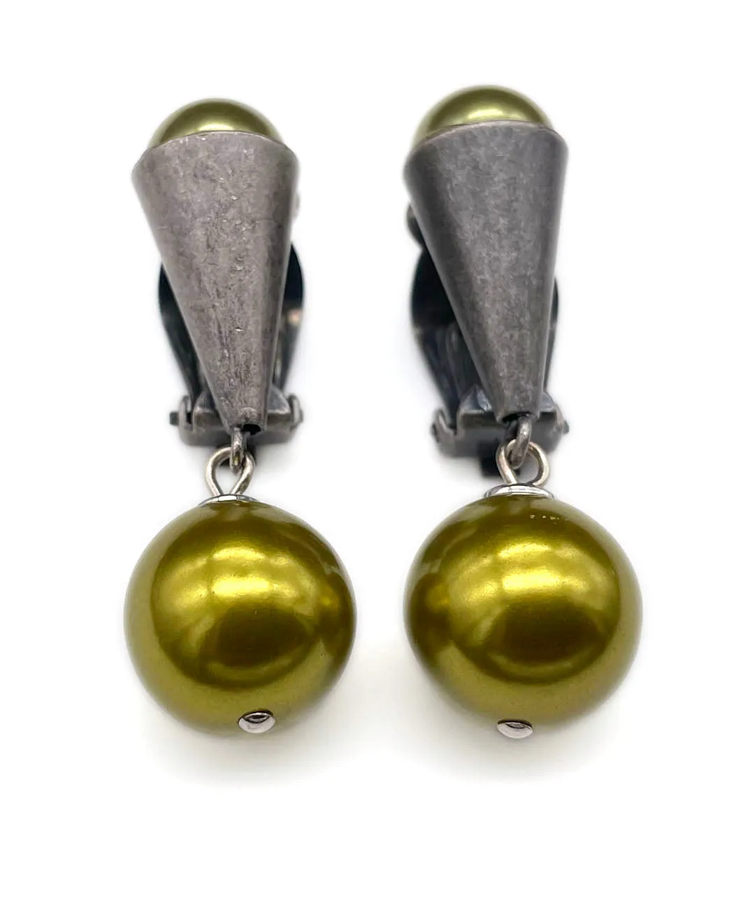 【ドイツ買付】ヴィンテージ SEIBOTH ピスタチオ パール イヤリング/Vintage SEIBOTH Pistachio Pearl Clip On Earrings