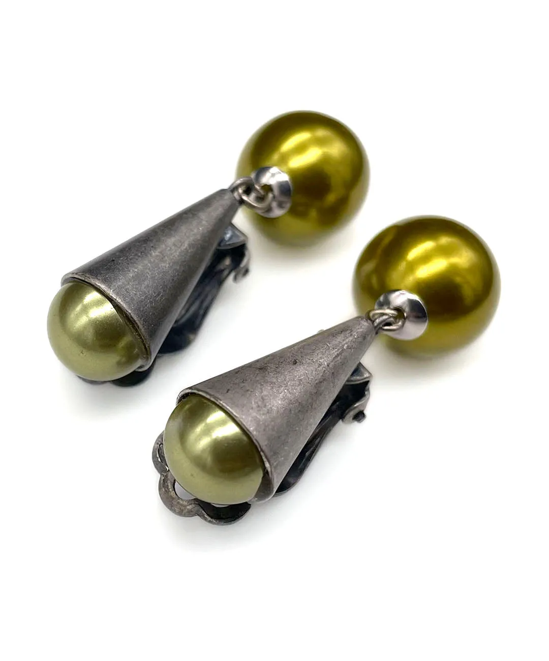 【ドイツ買付】ヴィンテージ SEIBOTH ピスタチオ パール イヤリング/Vintage SEIBOTH Pistachio Pearl Clip On Earrings