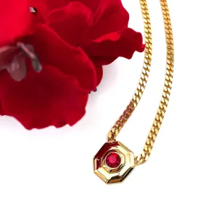 【フランス輸入】ヴィンテージ SPHINX レッド ビジュー オクタゴン ネックレス/Vintage SPHINX Red Bijou Octagon Necklace