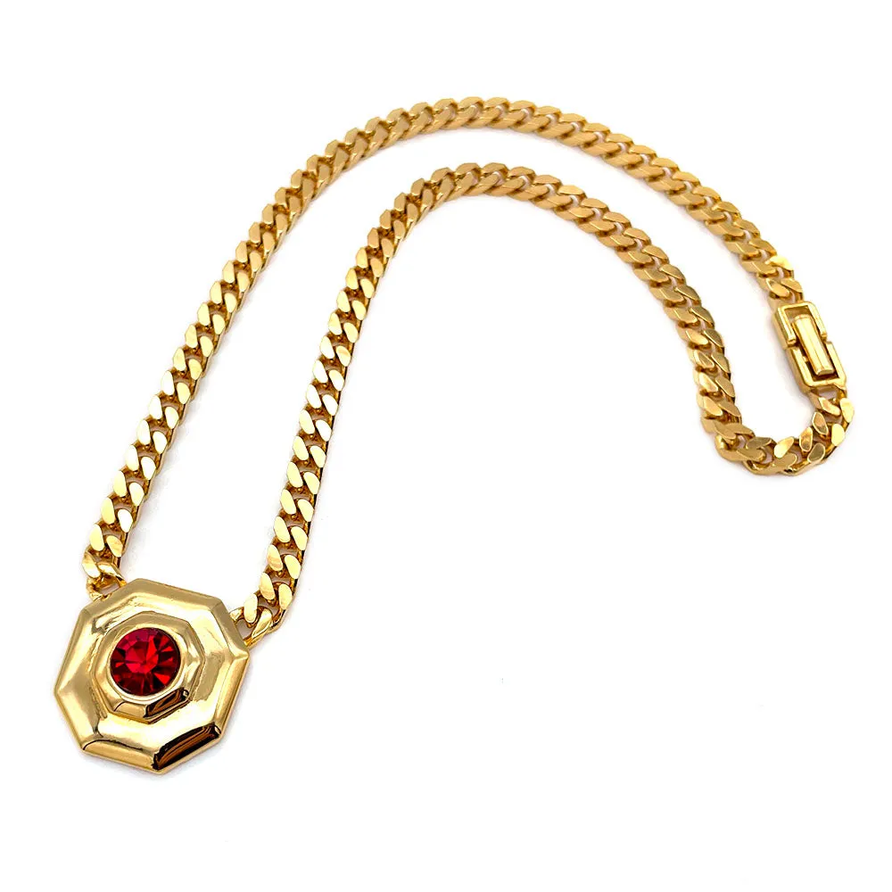 【フランス輸入】ヴィンテージ SPHINX レッド ビジュー オクタゴン ネックレス/Vintage SPHINX Red Bijou Octagon Necklace